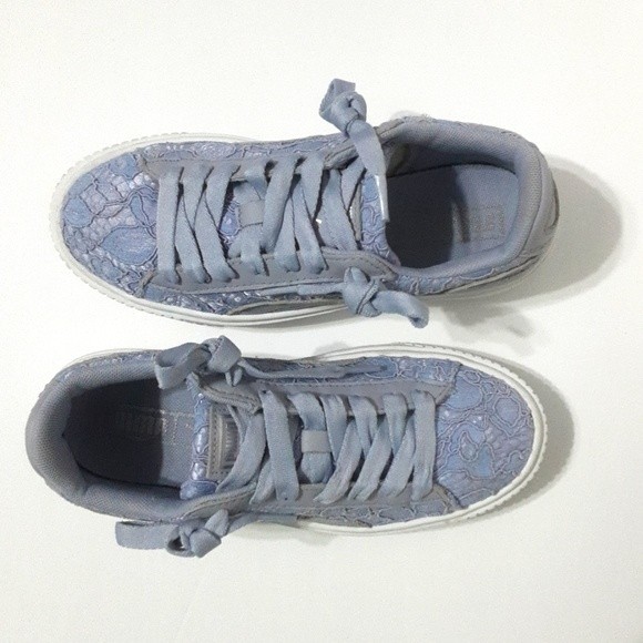 Puma Basket Platform Fo Icelandic Blue Low Top Sneakers US 6.5 Trendy Streetwear - Picture 4 of 8
